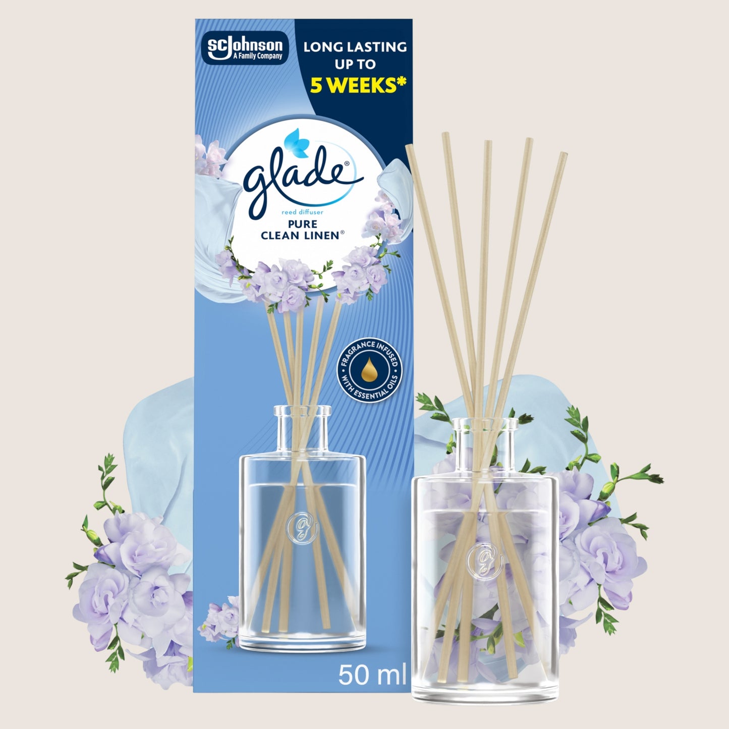 Glade Clean Linen Reed Diffuser 50ml