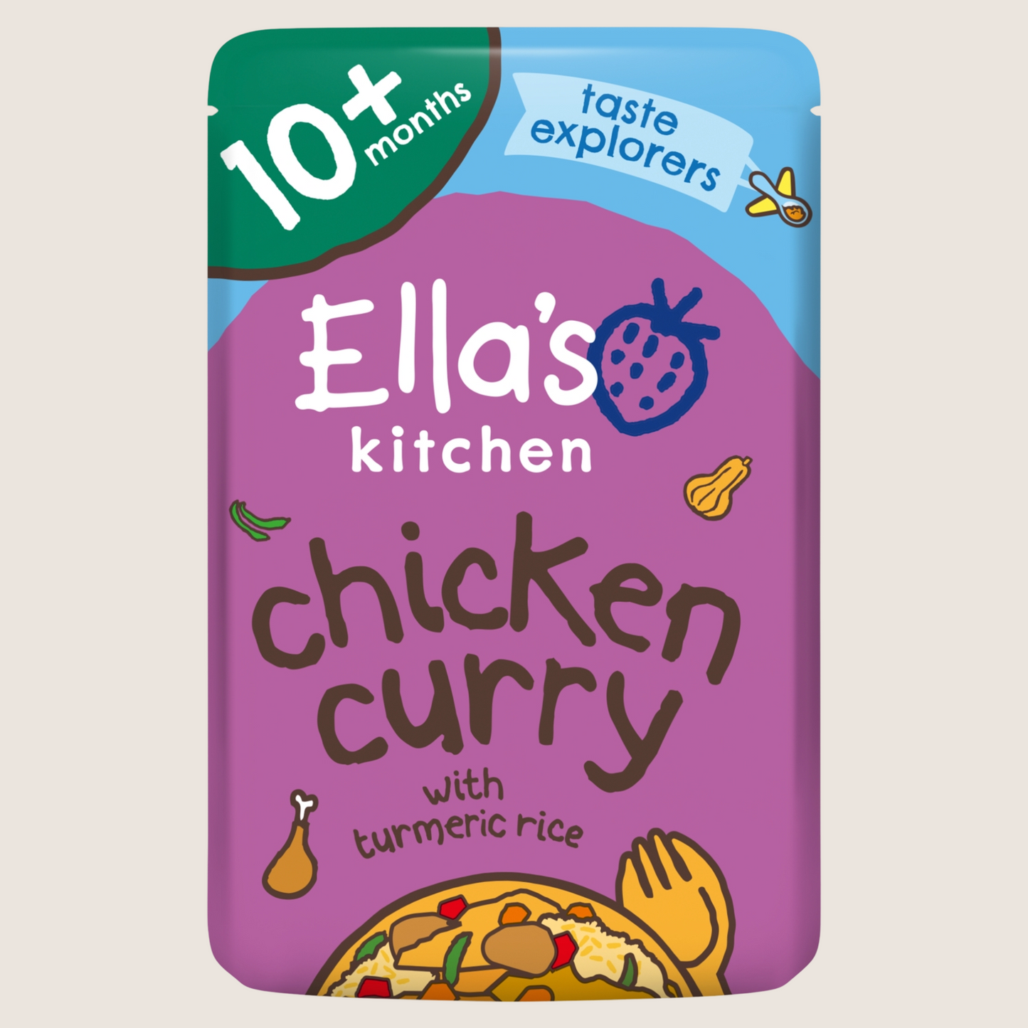 Ella's Kitchen Chicken Curry with Turmeric Rice 10+ Months Gentle Formula 190g