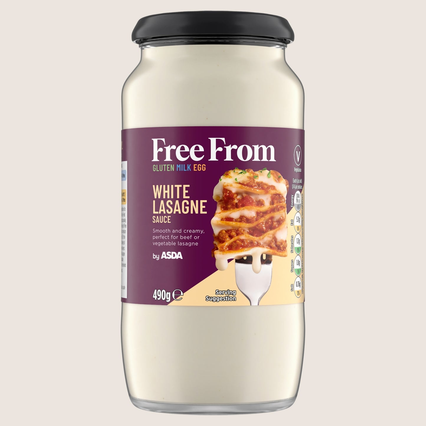 ASDA Free From Free From by White Lasagne Sauce No Artificial Additives 490g