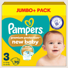 Pampers Premium Protection New Baby Size 3, , - Jumbo+ Pack Dermatologist Tested 70 Nappie 6kg