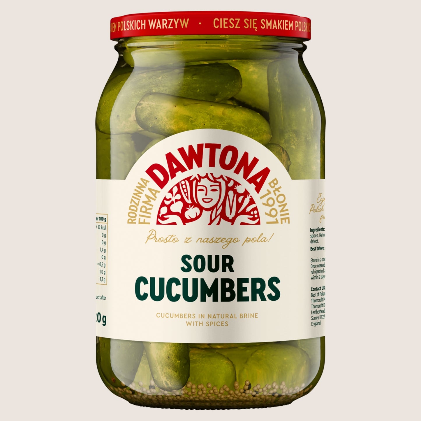 Dawtona Sour Cucumbers No Artificial Additives 900g
