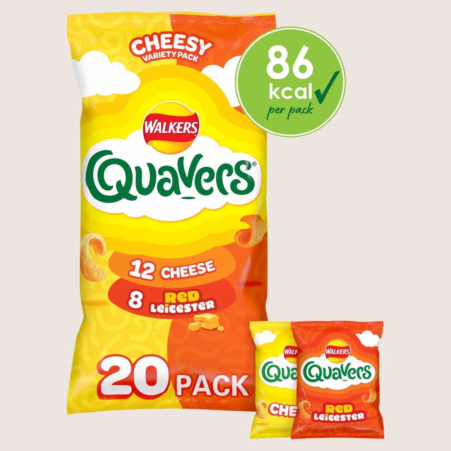 Walkers Quavers Cheesy Variety Pack No Artificial Additives 20 x 16g