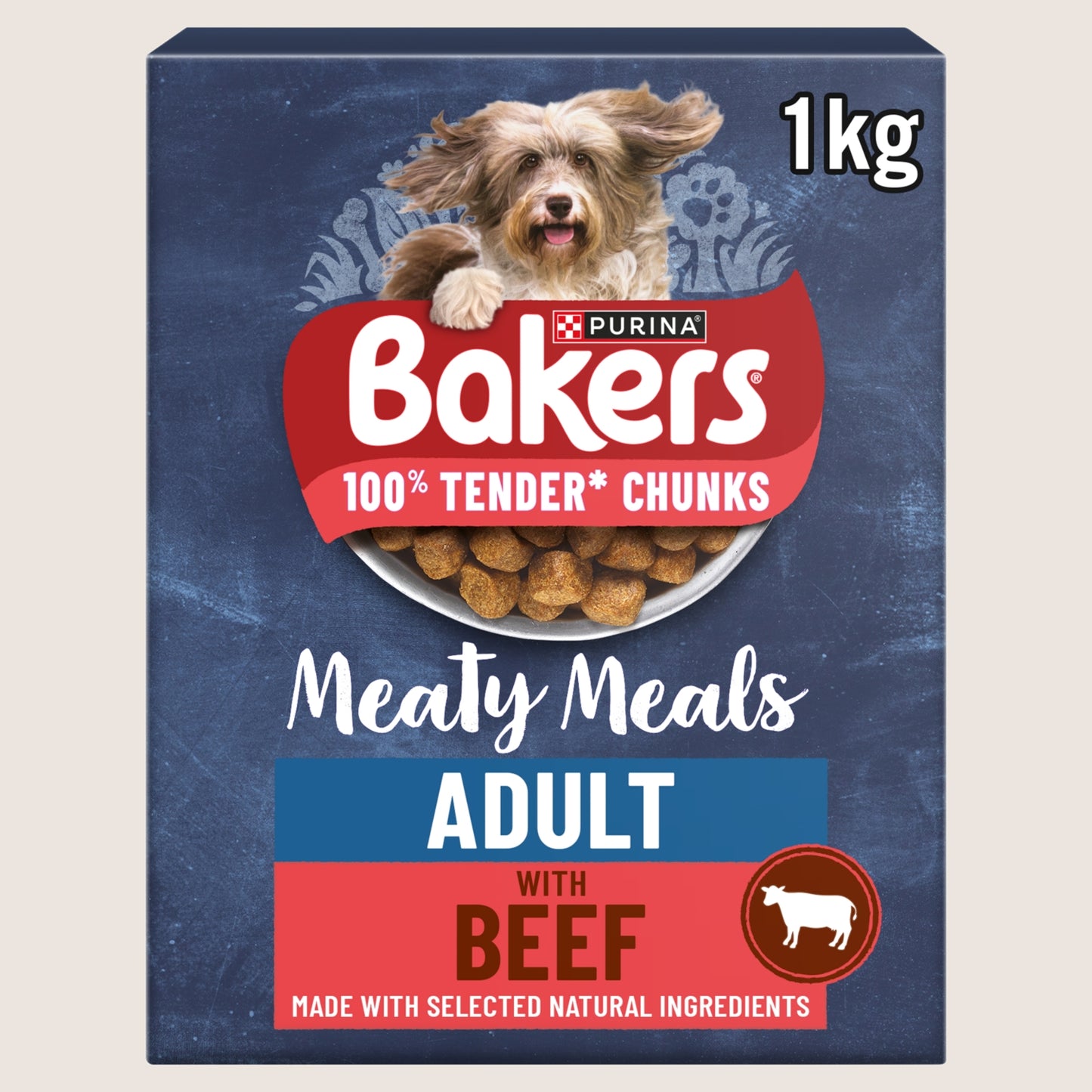 Bakers Meaty Meals Beef Dry Dog Food Complete Nutrition 1kg
