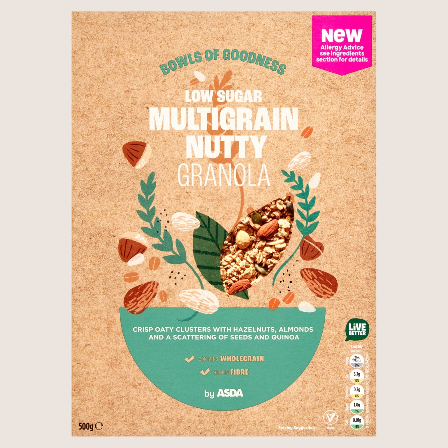 ASDA Low Sugar Multigrain Nutty Granola Multigrain 500g