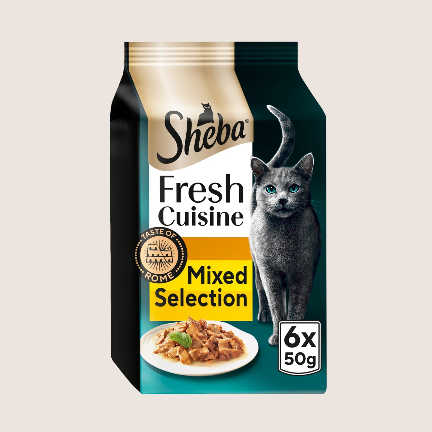 Sheba Fresh Cusine Taste of Rome Wet Cat Food Poultry in Gravy Pouch No Artificial Additives 6x50g