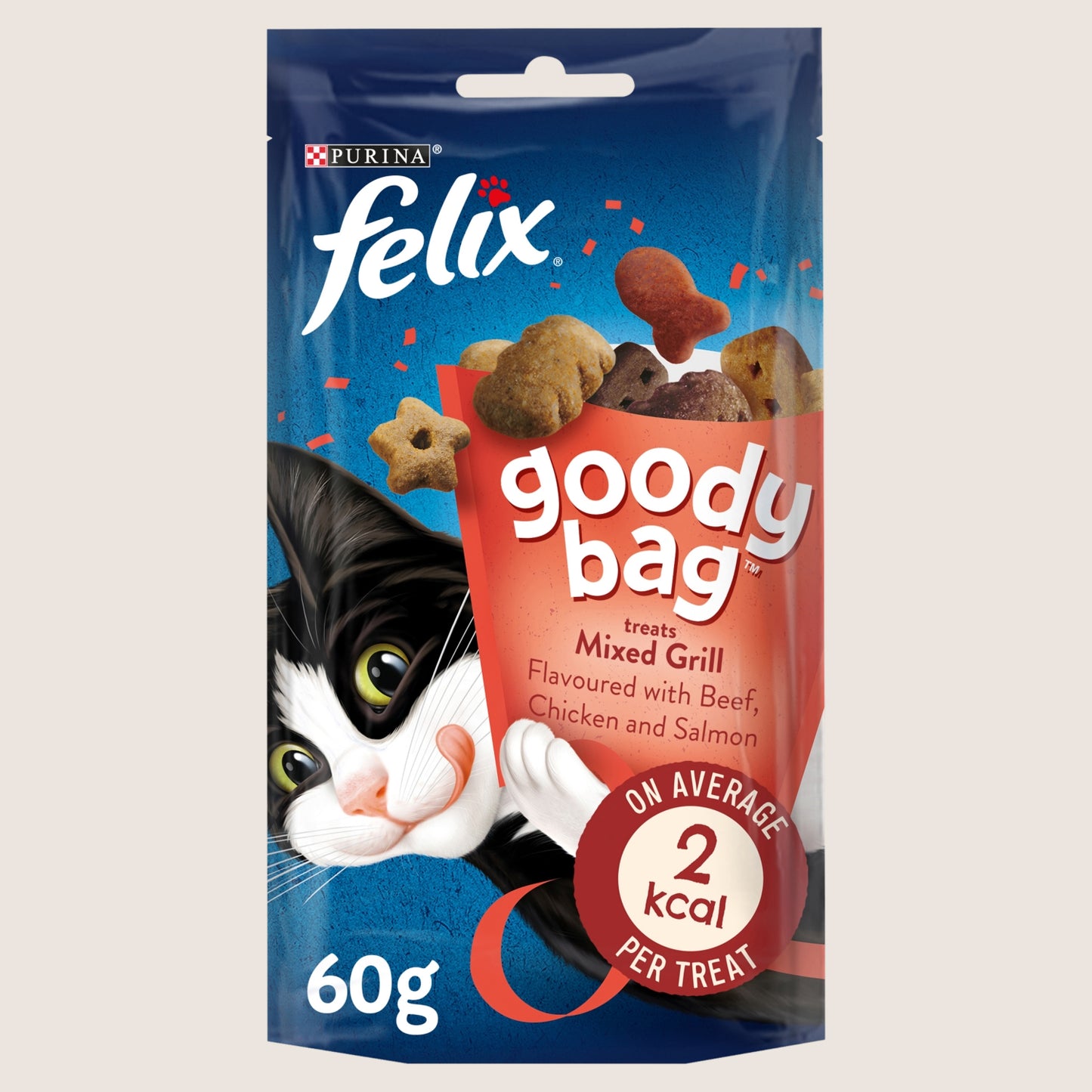 Felix Goody Bag Mixed Grill Beef, Chicken and Salmon Cat Treats With Omega Oils 60g