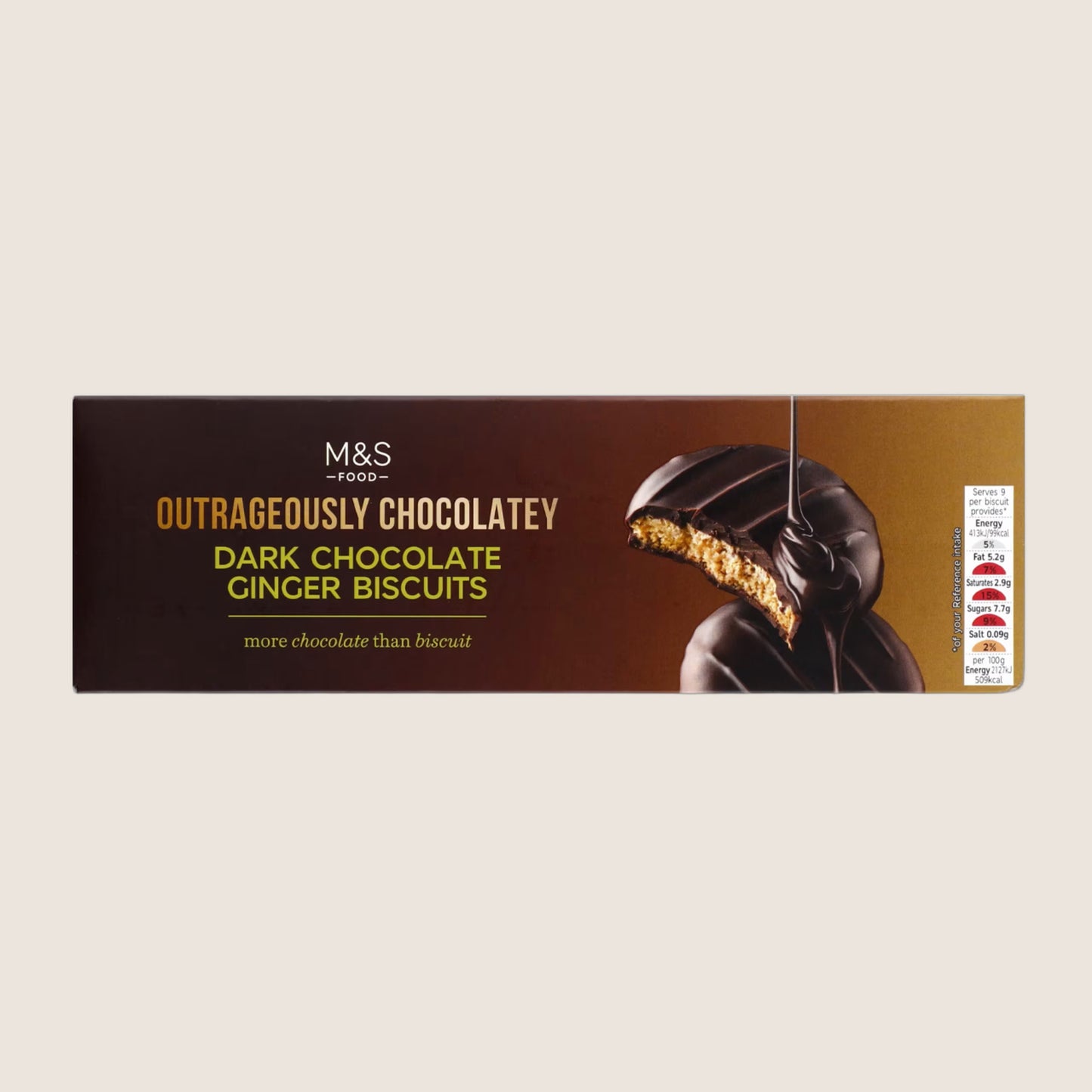 M&S Outrageously Chocolatey Dark Chocolate Ginger Biscuits 175 g