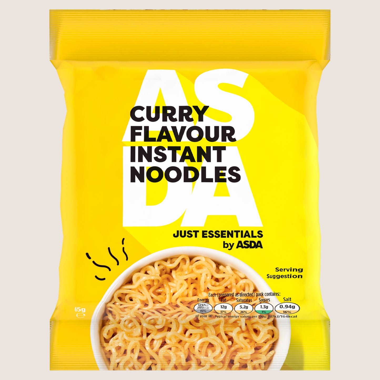 JUST ESSENTIALS by ASDA Just Essentials Curry Flavour Instant Noodles No Artificial Additives 65g
