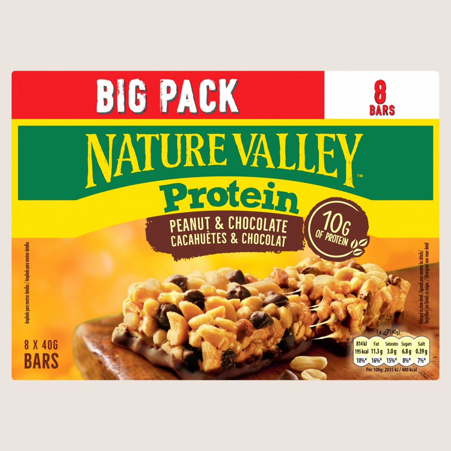 Nature Valley Protein Big Pack Peanut & Chocolate Cereal Bars Chocolate 8 x 40g