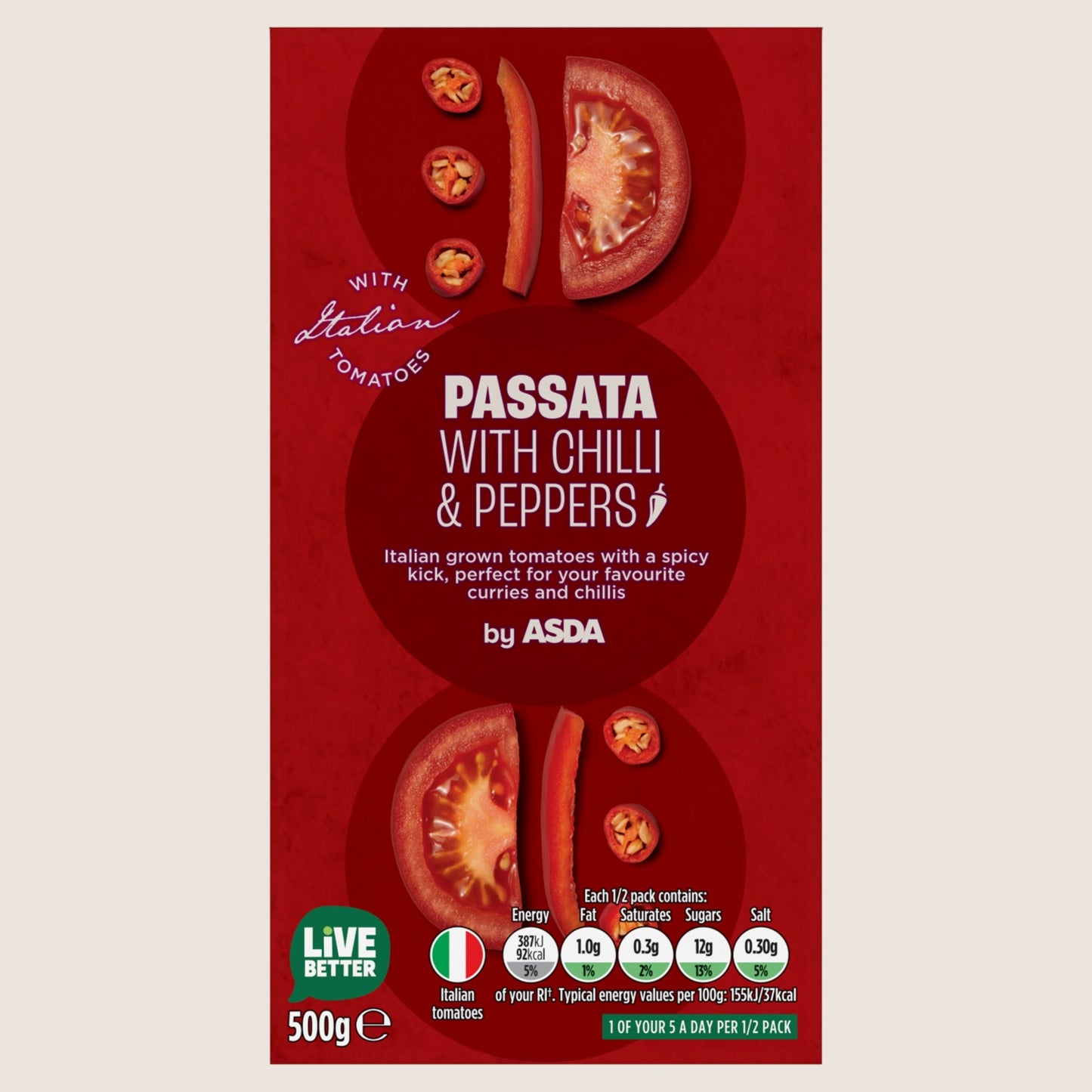 ASDA Passata with Chilli & Peppers Cupboard Essential 500g
