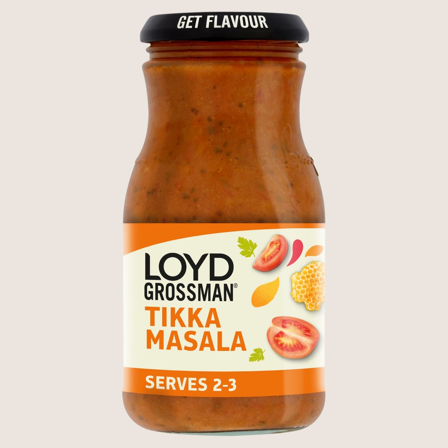 Loyd Grossman Indian Tikka Masala Curry Medium Spice Cooking Sauce Jar No Artificial Additives 350g
