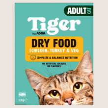 ASDA Tiger Dry Food with Chicken, Turkey & Veg Adult Cat Complete Nutrition 1.2kg