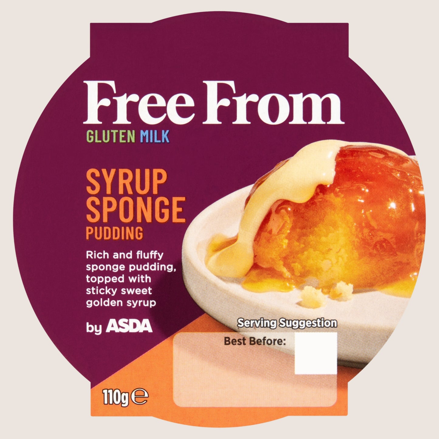 ASDA Free From Free From by Syrup Sponge Pudding Gluten Free 110g