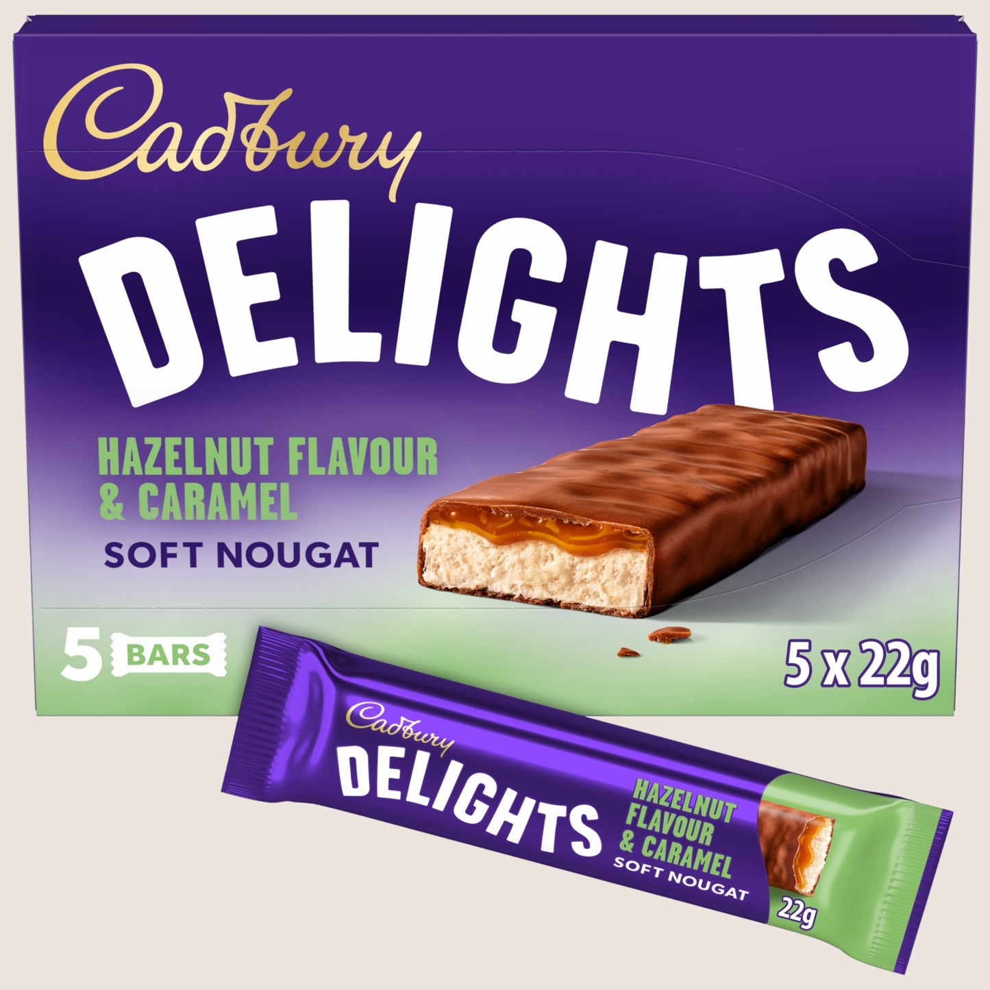 Cadbury Delights Chocolate Hazelnut Flavour & Caramel 5 Pack 5 x 22g