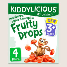 Kiddylicious Strawberry Apple & Pumpkin Fruity Drops Kids Snacks No Artificial Additives 4x16g