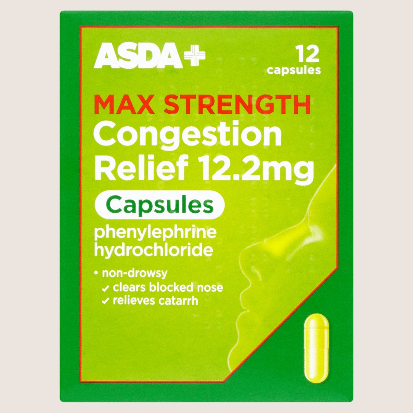 ASDA Max Strength Congestion Relief 12.2mg Capsules 12 Capsules