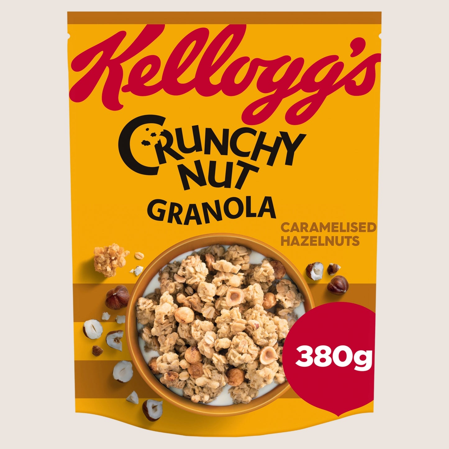 Kellogg's Crunchy Nut Caramelised Hazelnut Breakfast Granola Vitamin Fortified 380g