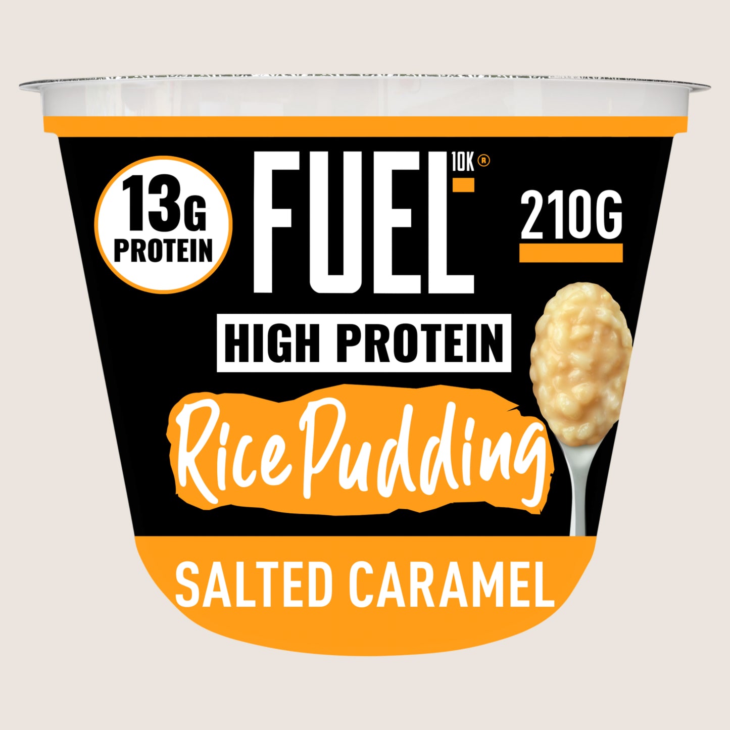 FUEL10K Salted Caramel Flavour High Protein Rice Pudding Dessert Snack Pot No Artificial Additives 210g