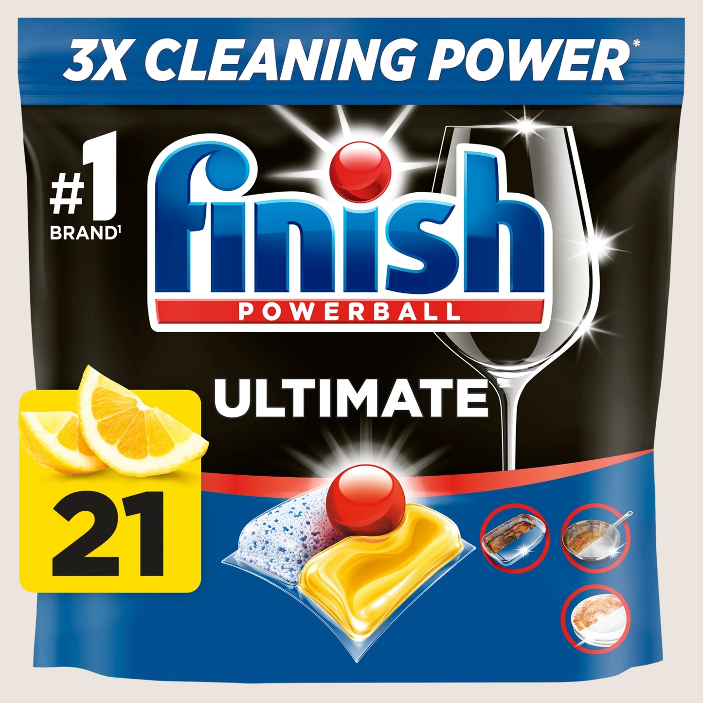 Finish Ultimate All In One Dishwasher Tablets Lemon - 21 Tabs