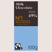 Waitrose No.1 Fairtrade Dominican Republic Milk Chocolate Pure Indulgence 100G