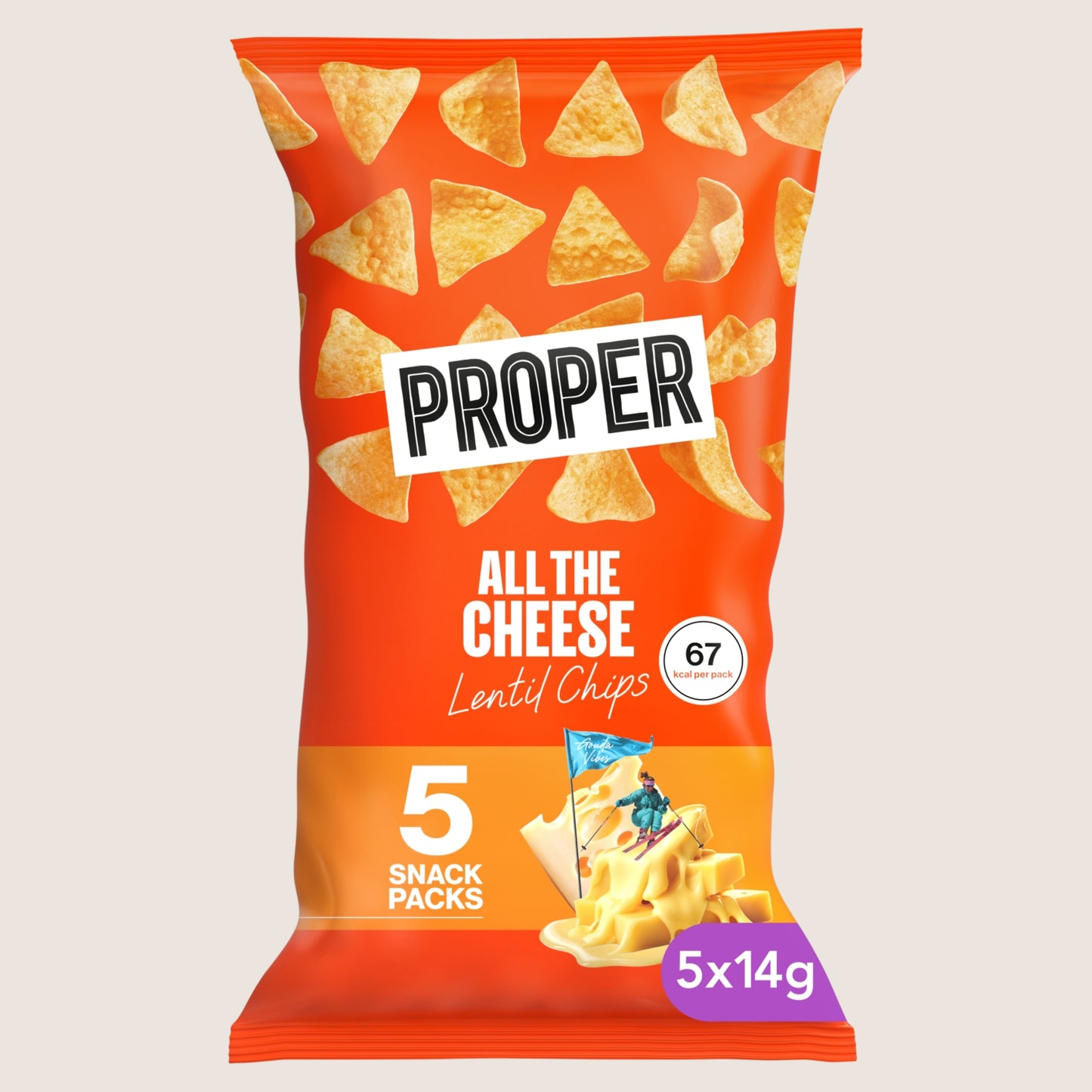 Proper All The Cheese Lentil Chips Gluten Free 5 x 14g