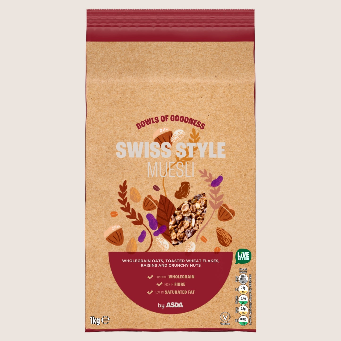 ASDA Swiss Style Muesli Vitamin Fortified 1kg