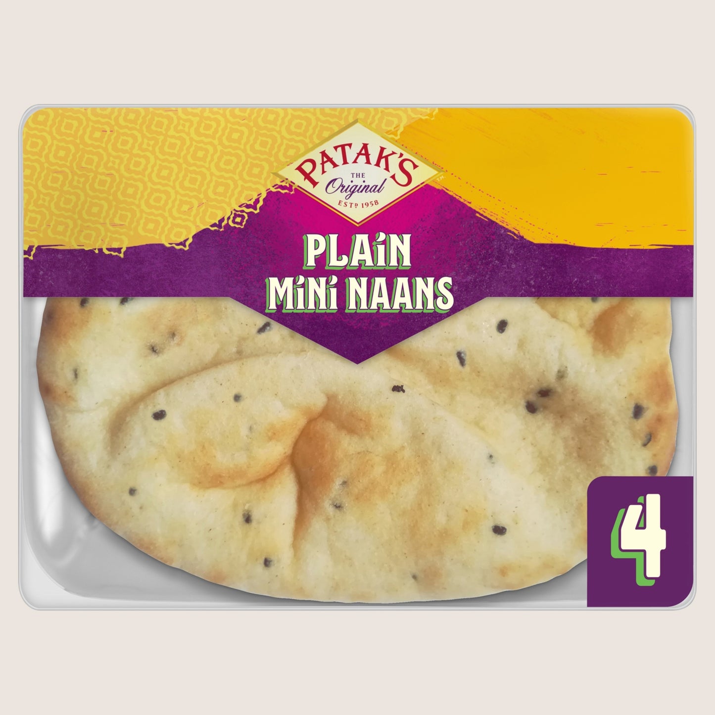Patak's Plain Mini Naan Breads x 4 No Artificial Additives