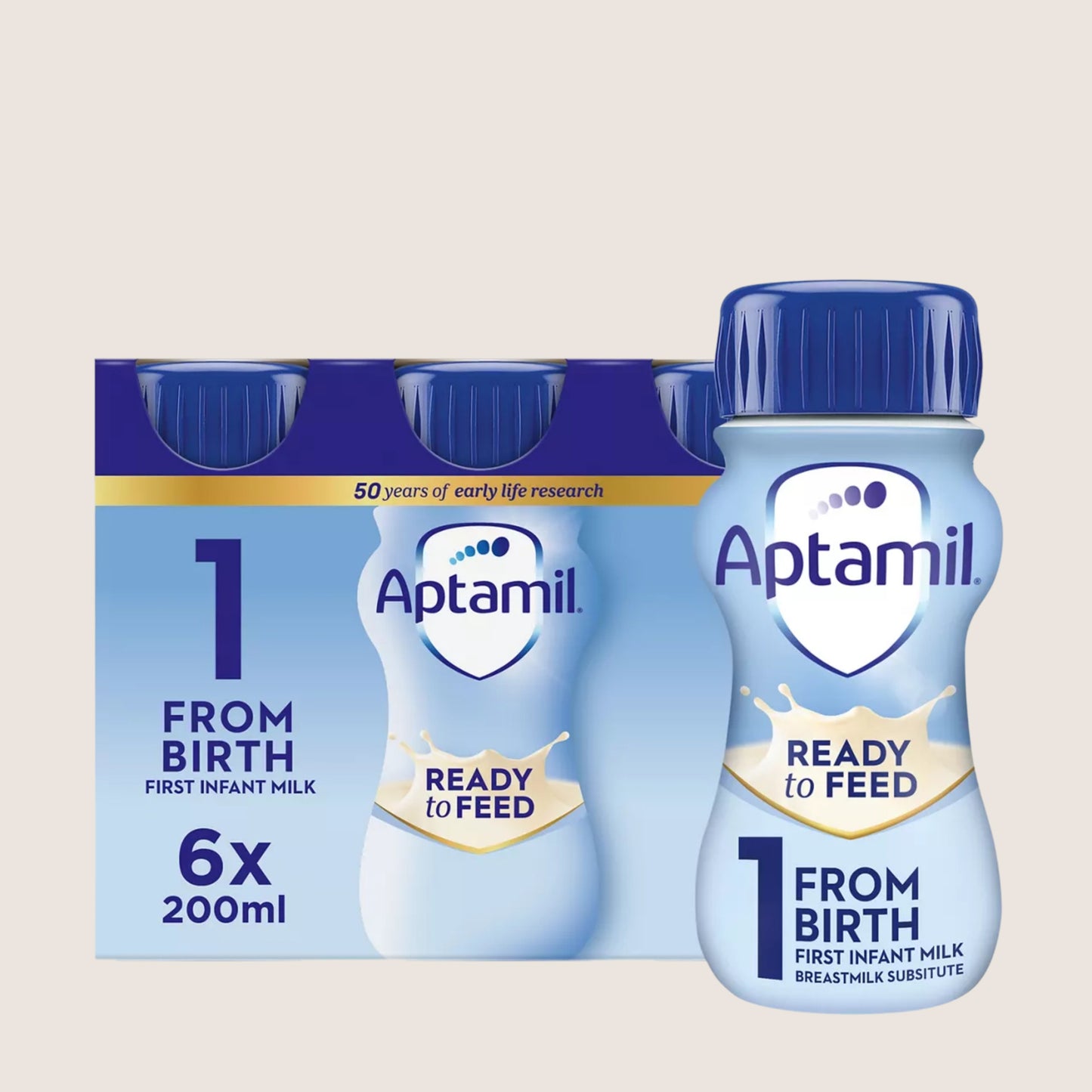 Aptamil 1 First Infant Baby Milk Liquid Formula Ready to Feed Multipack from Birth Suitable from Birth 6x200ml