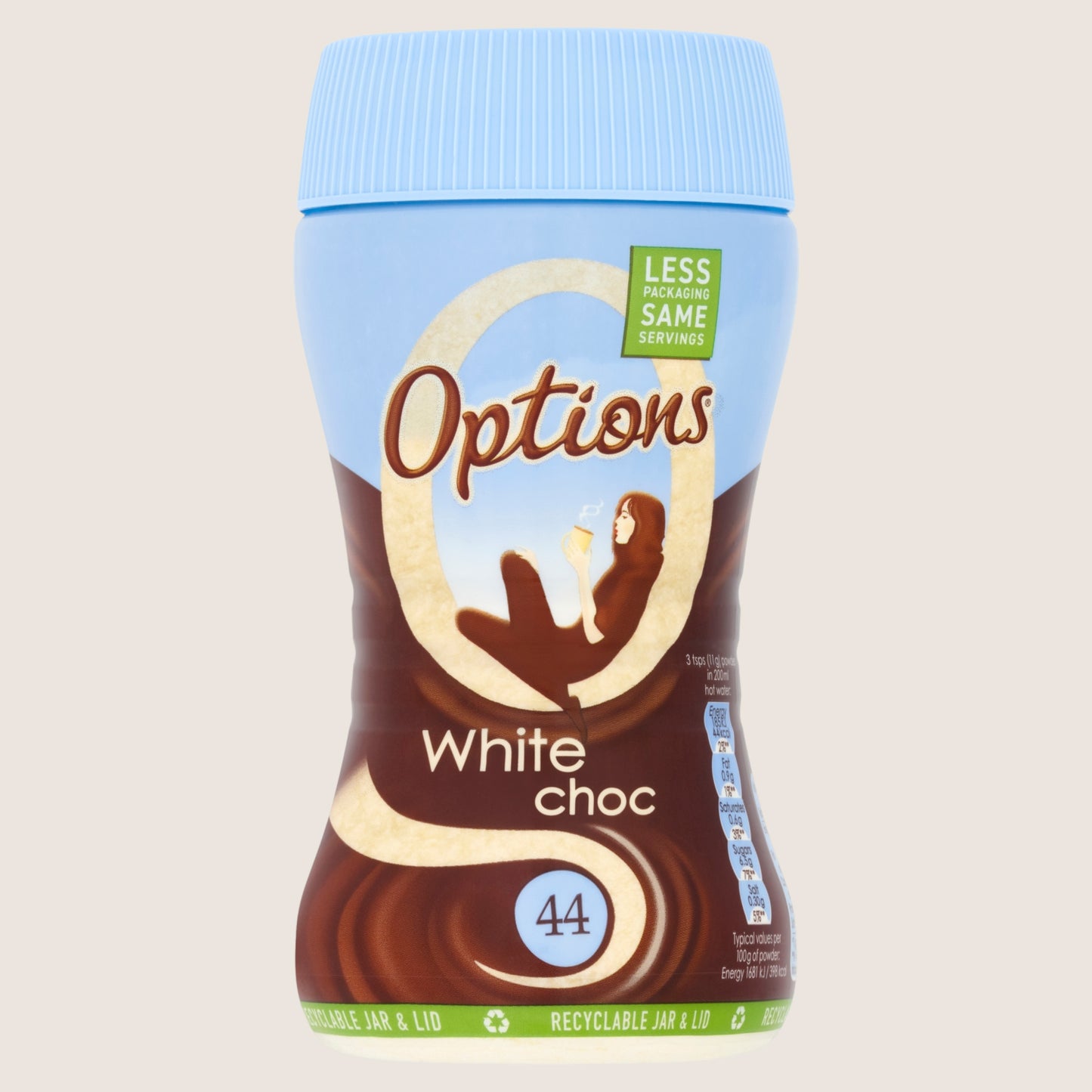 Options Instant Belgian Hot White Chocolate Drink Rainforest Alliance Certified 220g