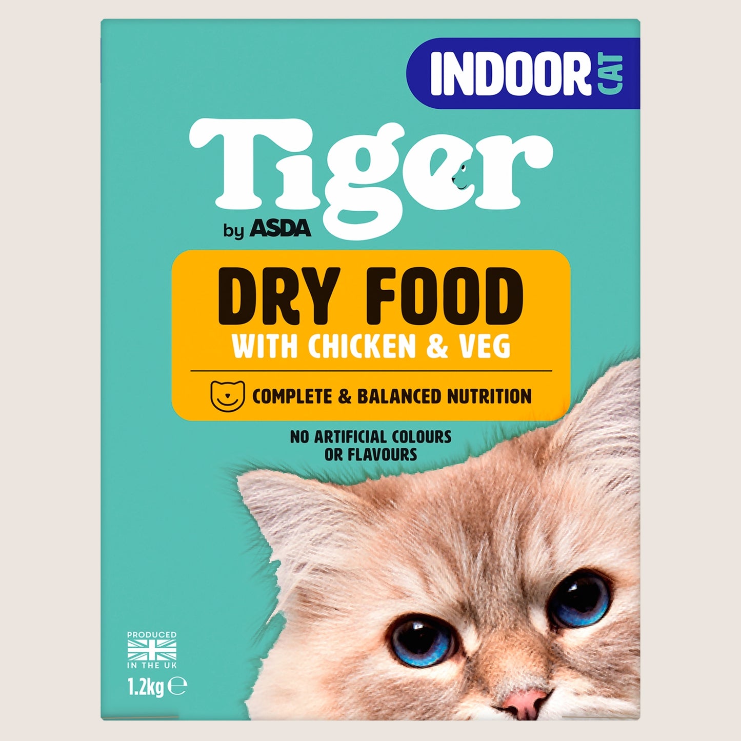 ASDA Tiger Tiger Dry Food with Chicken & Veg Indoor Cat Complete Nutrition 1.2kg