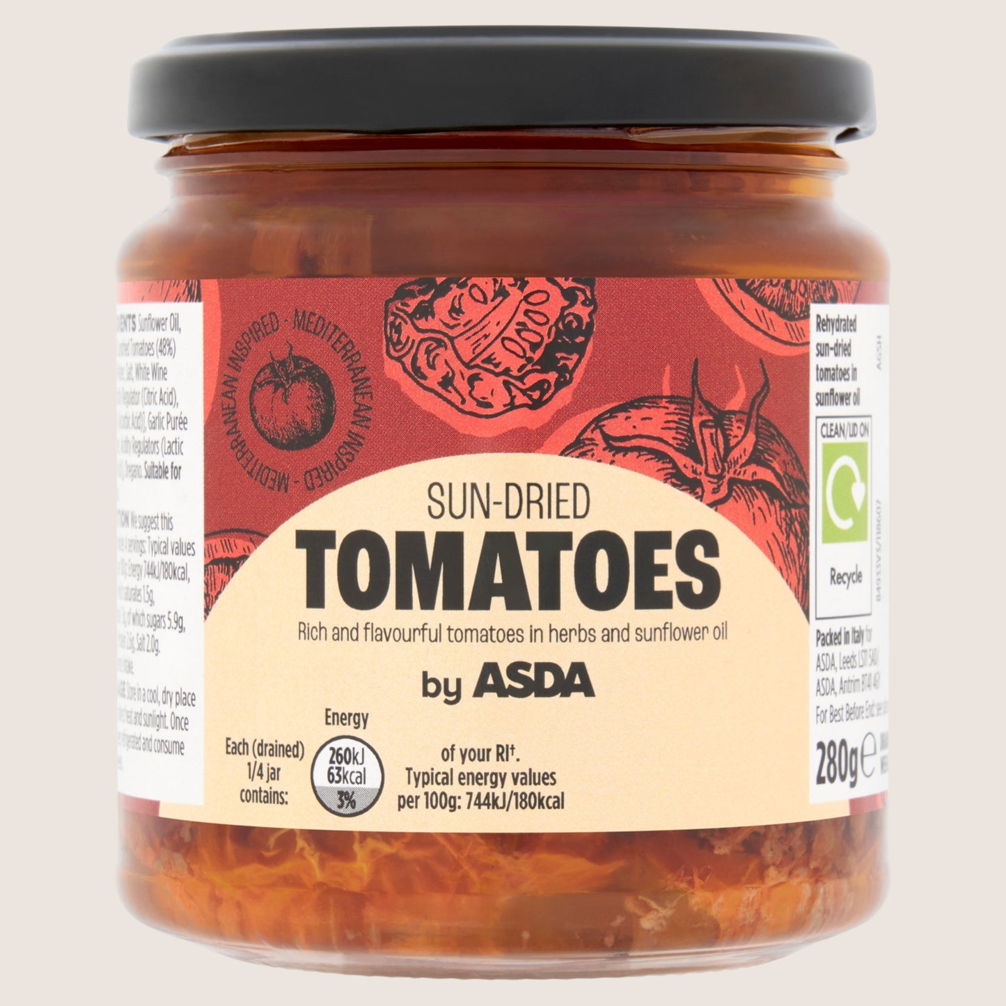 ASDA Sun-Dried Tomatoes No Artificial Additives 280g