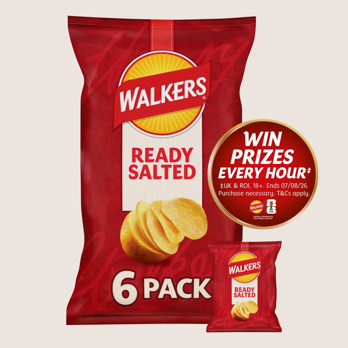 Walkers Ready Salted Crisps No Artificial Additives 6x25g