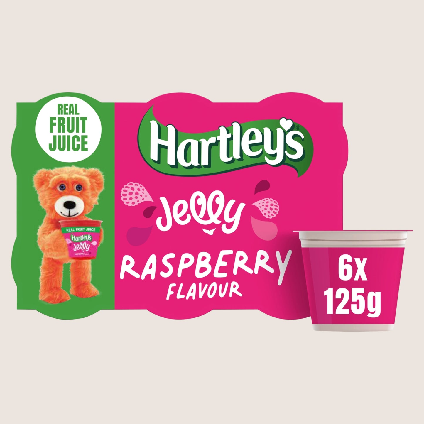 Hartley's Raspberry Flavour Jelly No Artificial Additives 6 x 125g