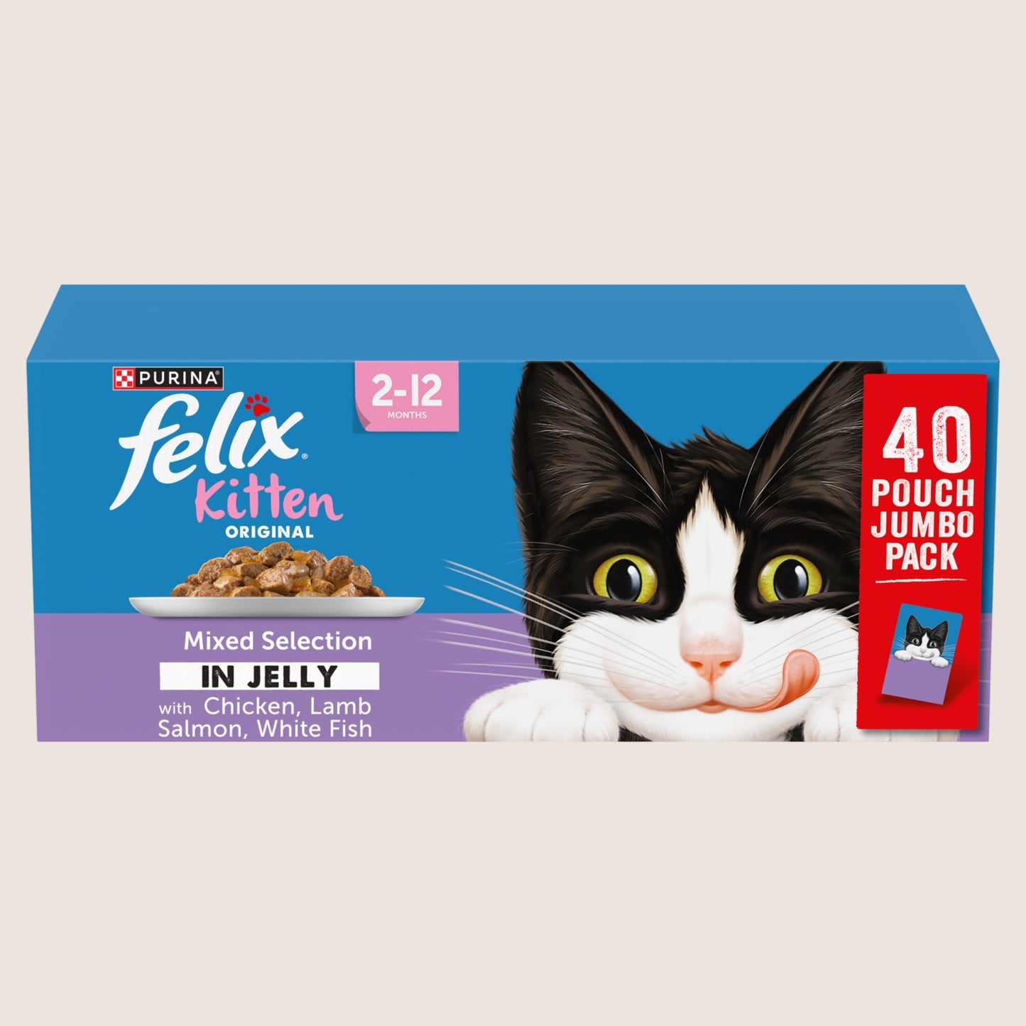 Felix Original Kitten Mixed Selection in Jelly Wet Cat Food Complete Nutrition 40x85g