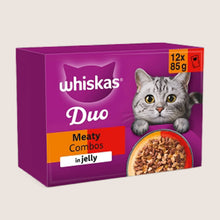 Whiskas 1+ DUO MEATY Combos Wet Cat Food Pouches in Jelly 12 x 85g