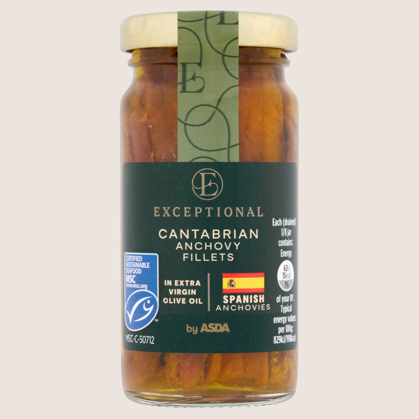 Exceptional by ASDA Exceptional by Cantabrian Anchovy Fillets in Extra Virgin Olive Oil In Olive Oil 100g
