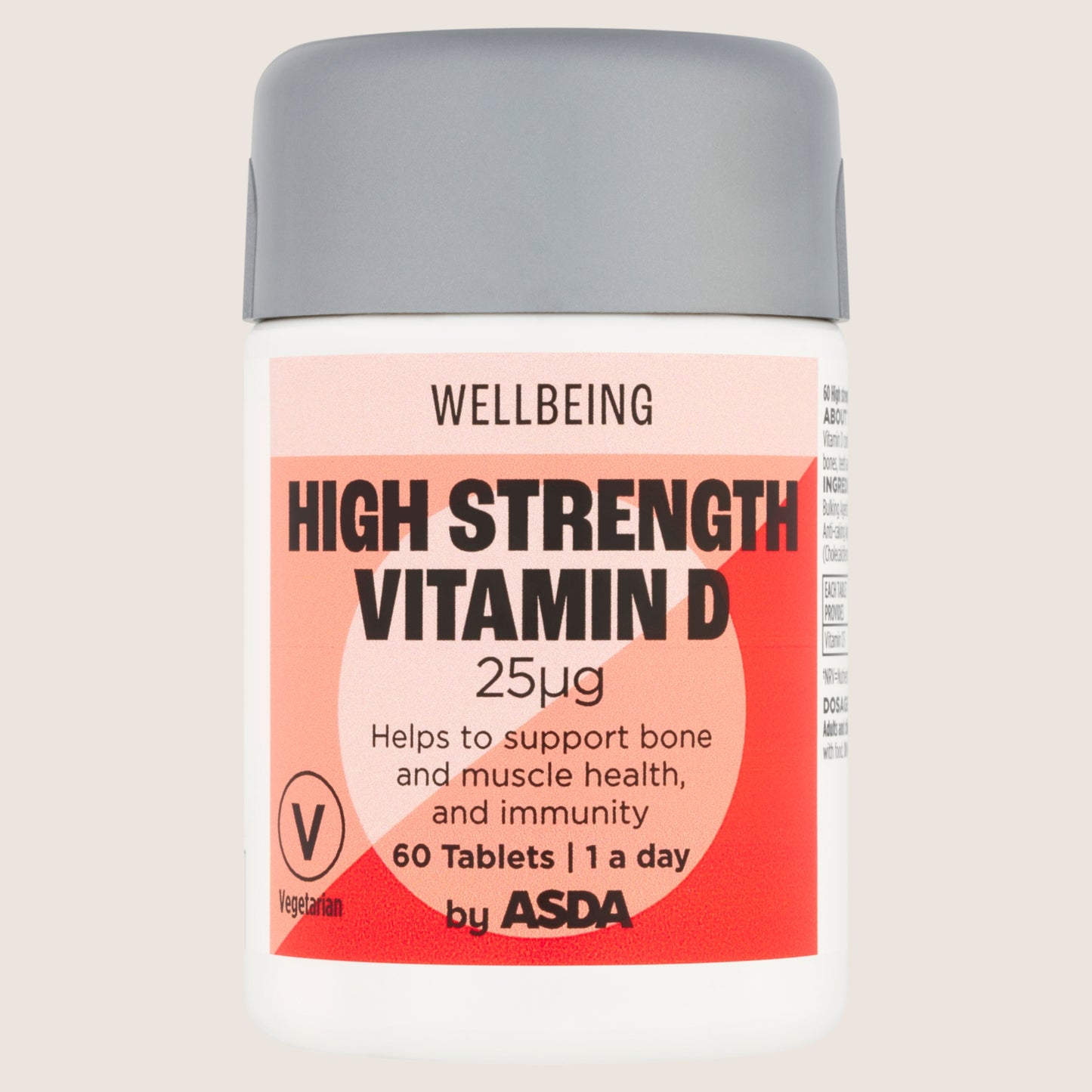 ASDA Wellbeing 1 a day High Strength Vitamin D 25μg 60 Tablets