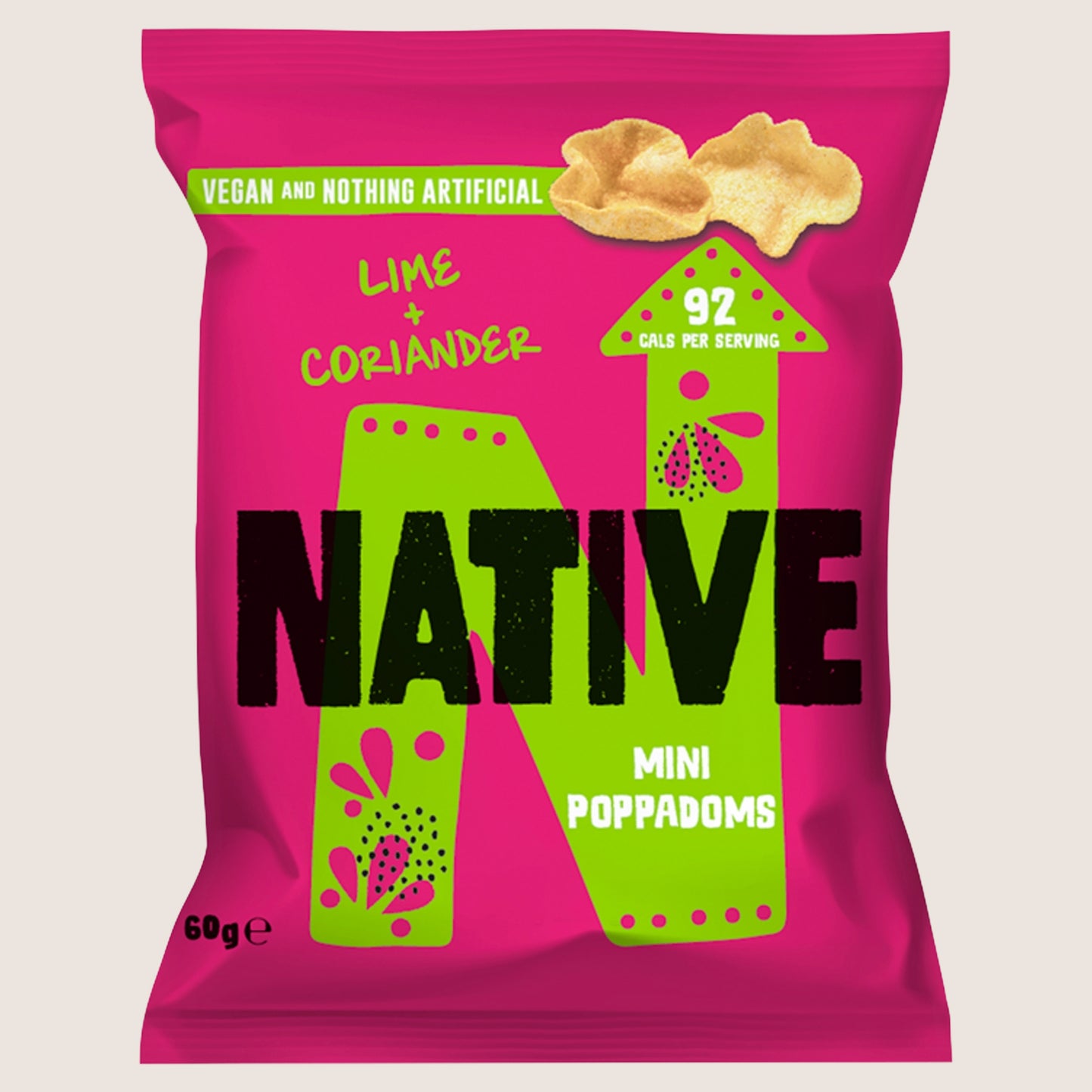 Native Mini Poppadoms Lime + Coriander Vegan Friendly 60g