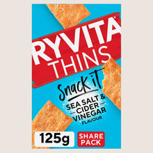 Ryvita Snack It Thins Sea Salt and Cider Vinegar Flatbread Snacks Free From Artificial Additives 125g