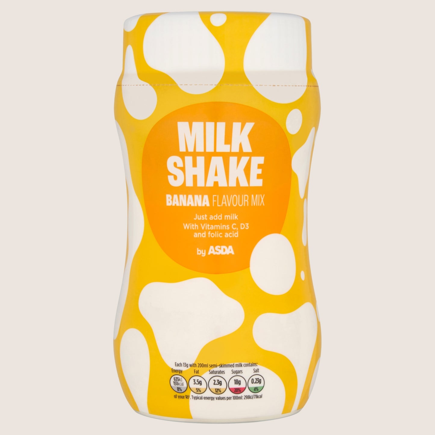 ASDA Banana Flavour Mix Milk Shake No Artificial Additives 300g