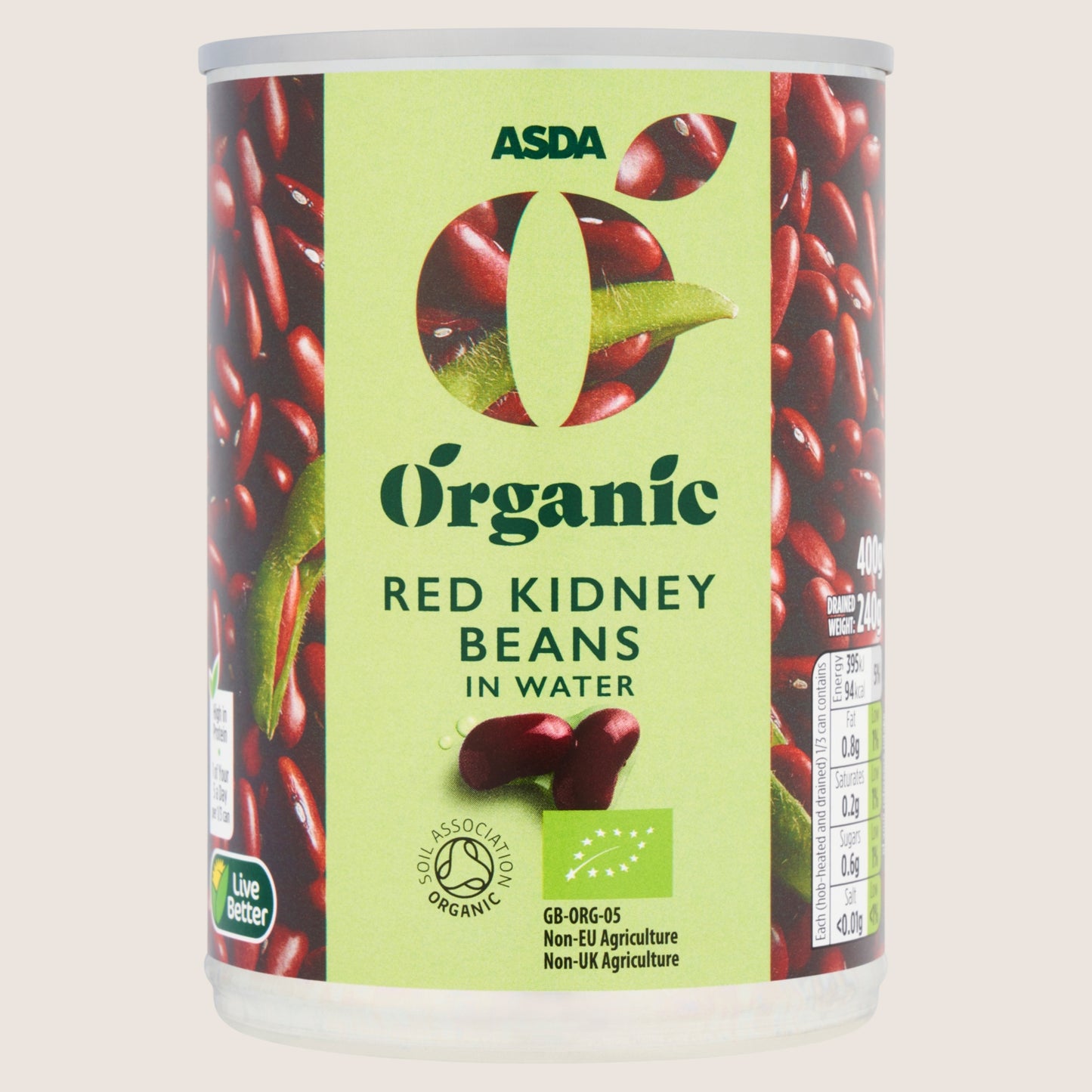 ASDA Organic Organic Red Kidney Beans in Water In Spring Water 400g