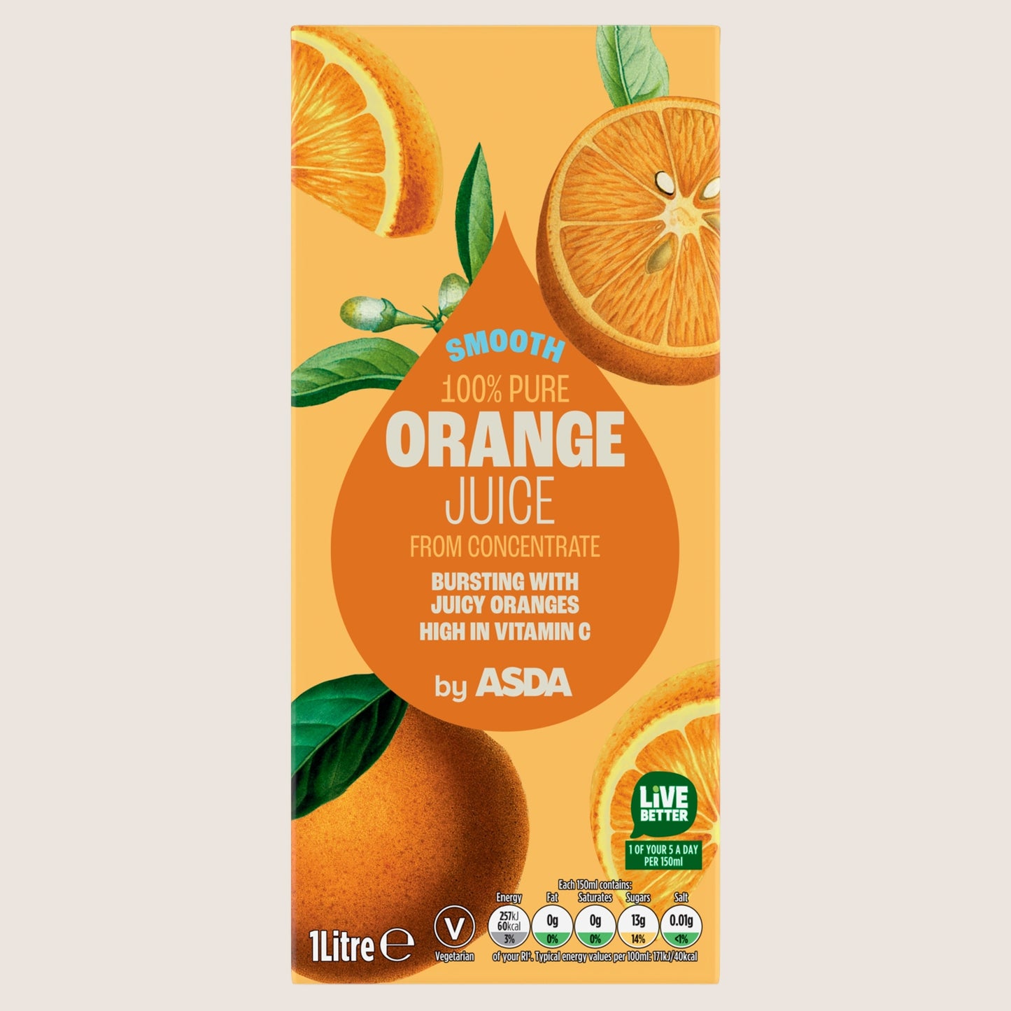 ASDA Smooth Orange Juice Refreshing 1 Litre