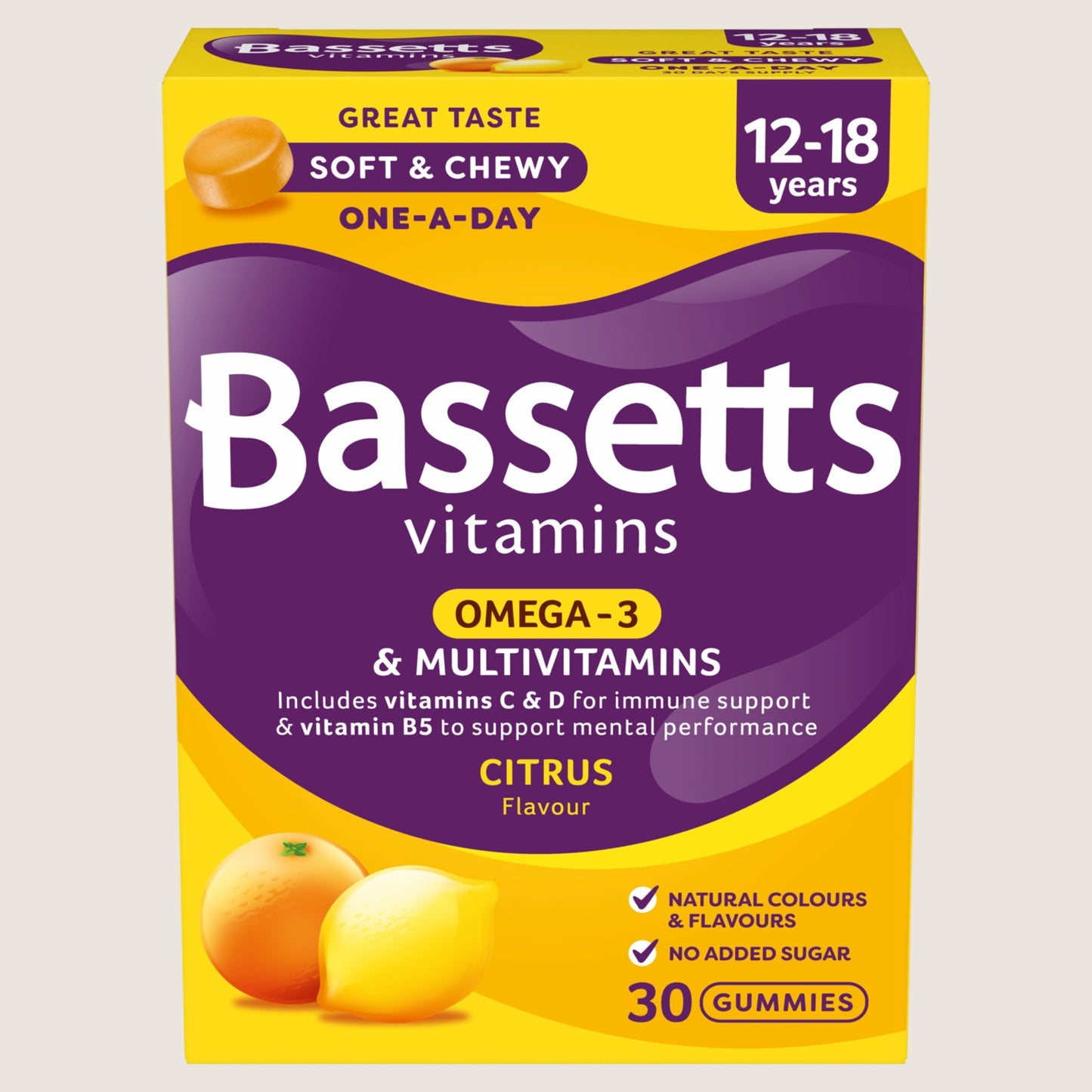 Bassetts Vitamins Citrus Flavour Omega-3 & Multivitamins 12-18 Years 30 Gummies
