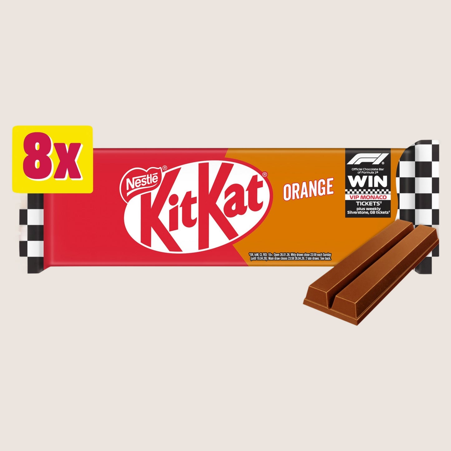 KitKat F1 2 Finger Orange Chocolate Biscuit Bar Chocolate 8 Pack 165.6g