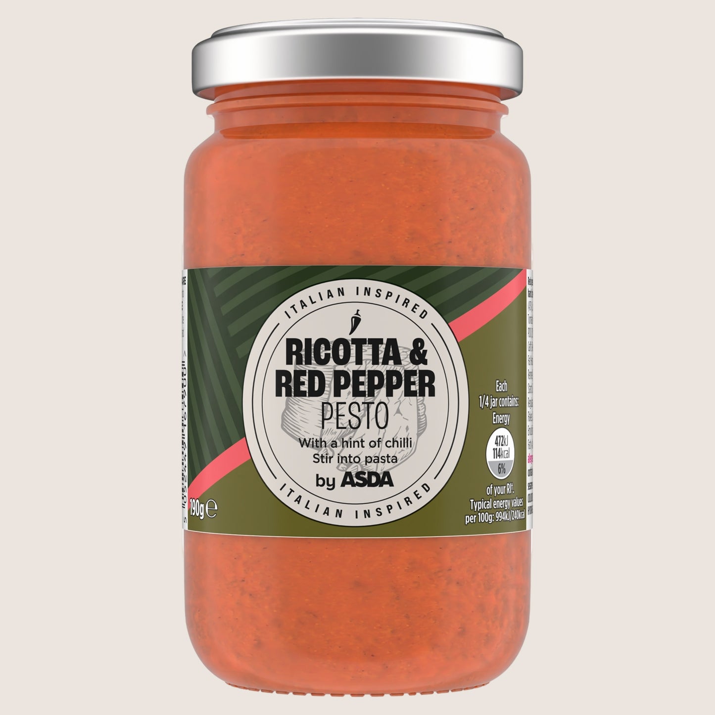 ASDA Ricotta & Red Pepper Pesto No Artificial Additives 190g