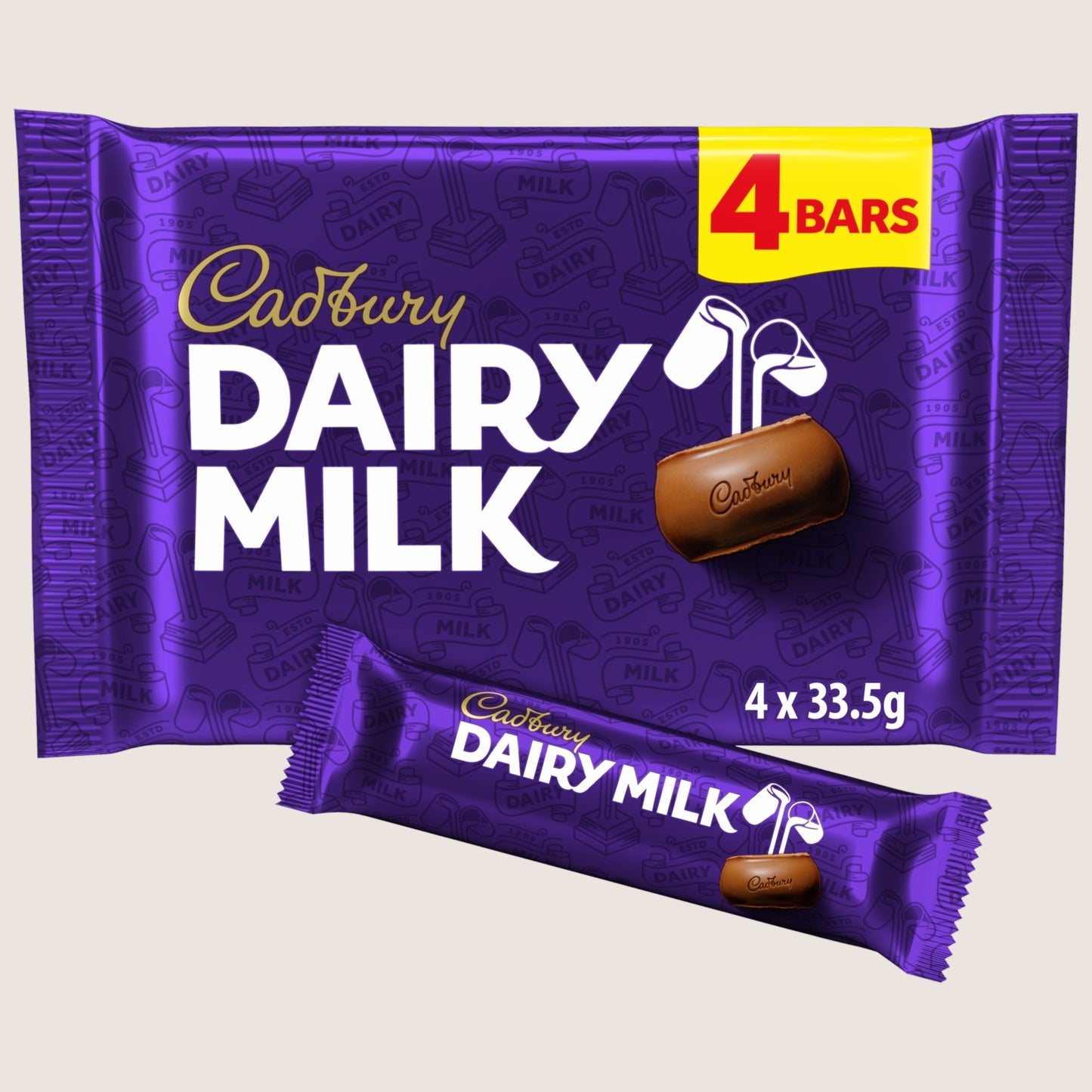 Cadbury Dairy Milk Chocolate Bar 4 Pack 4 x 33.5g