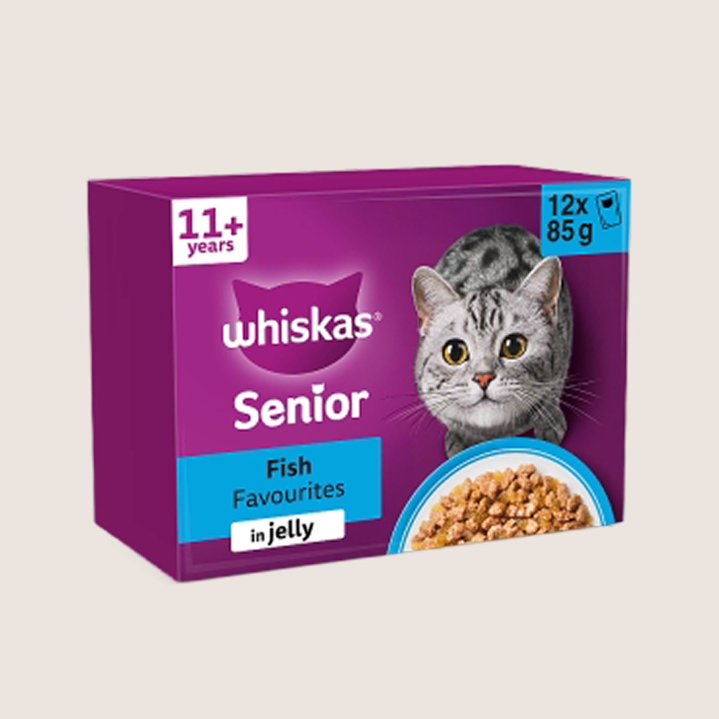 Whiskas Senior 11+ FISH Favourites Wet Cat Food Pouches in Jelly Senior Formula 12 x 85g