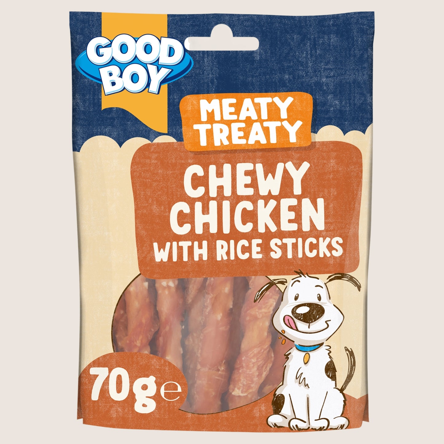 Good Boy Meaty Treaty Chewy Chicken with Rice Sticks No Artificial Additives 70g