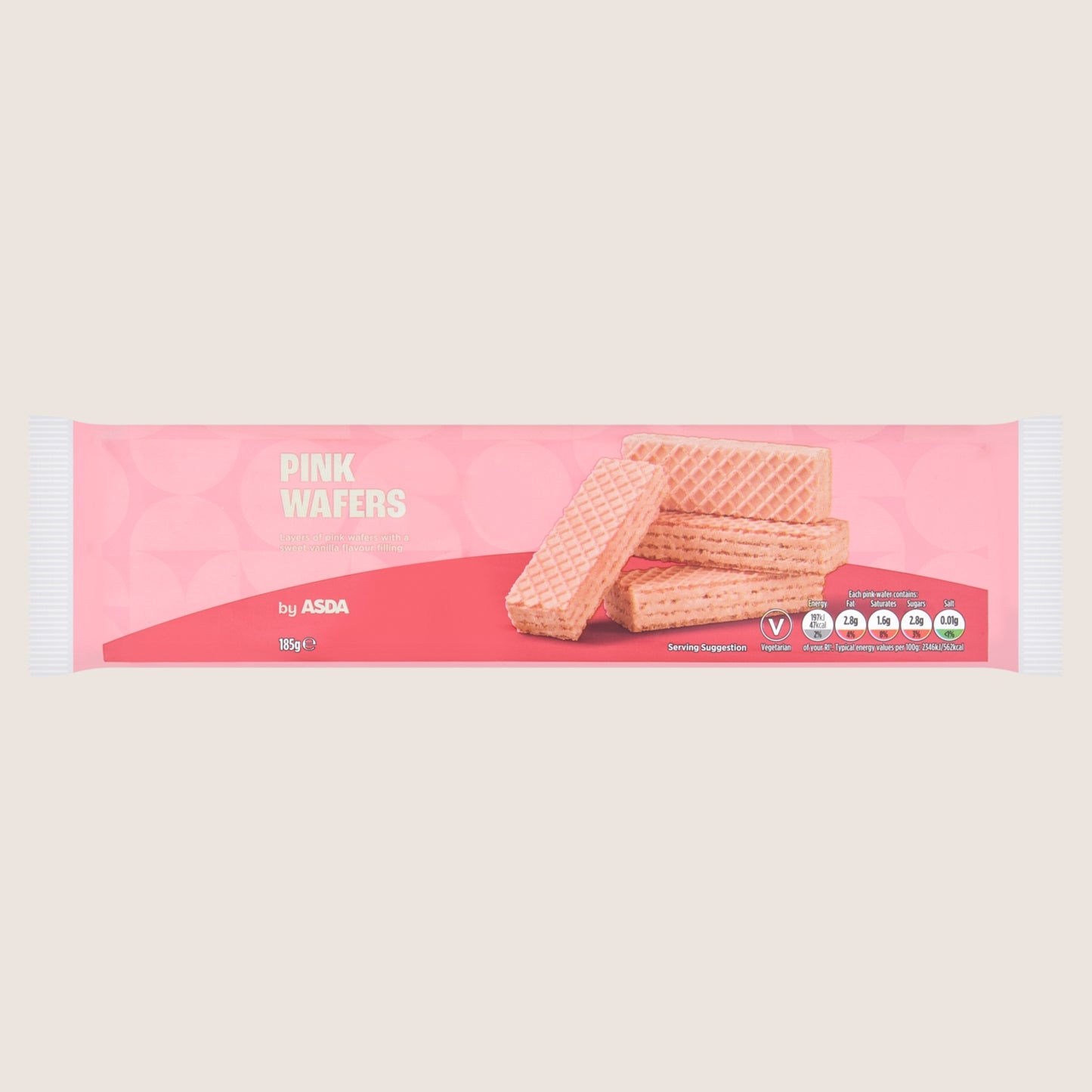 ASDA Pink Wafers Free From Artificial Additives 185g