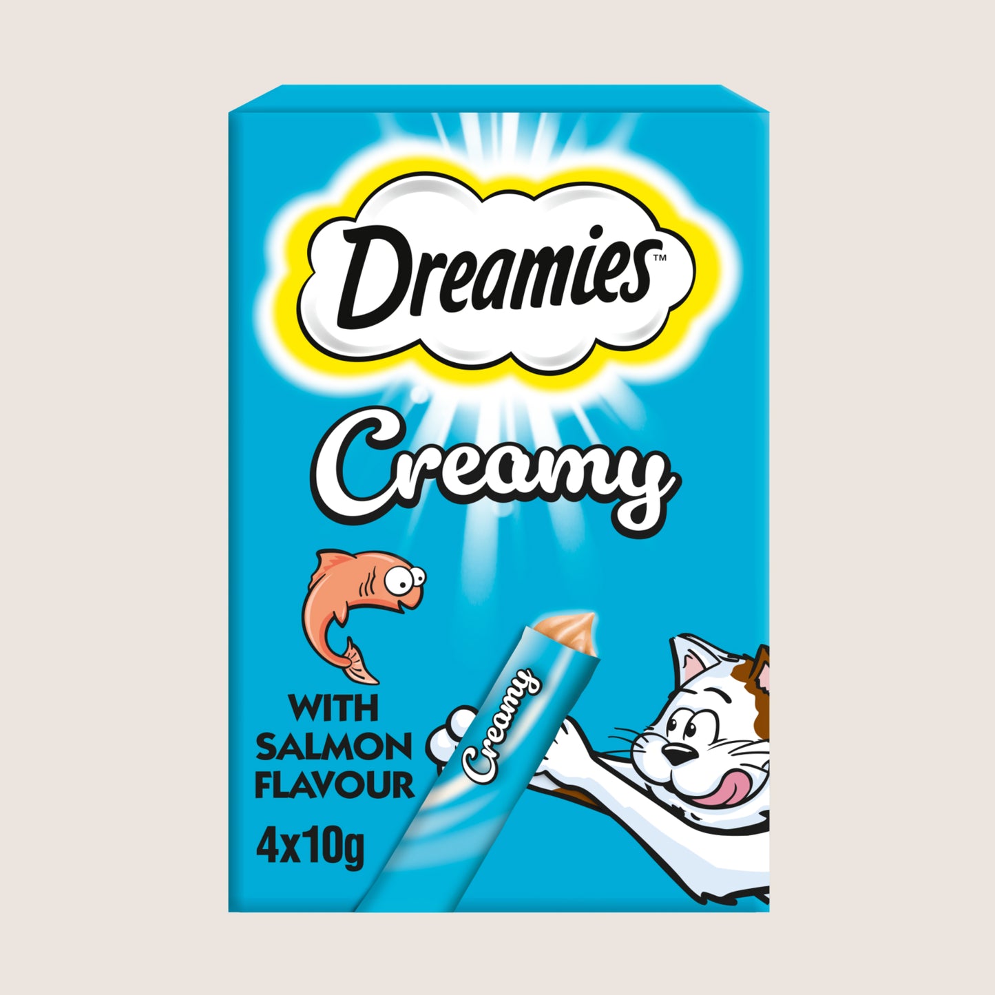 DREAMIES Creamy Snack Cat & Kitten Treat with Salmon Grain Free 4 x 10g